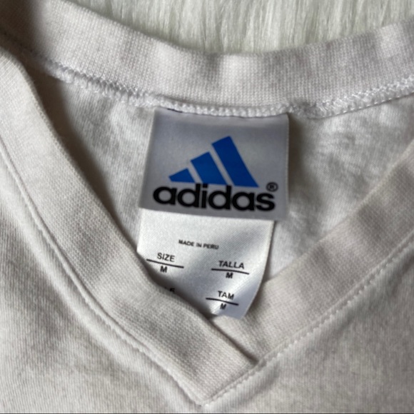 Adidas White & Black V Neck Athletic Tee - Picture 4 of 6